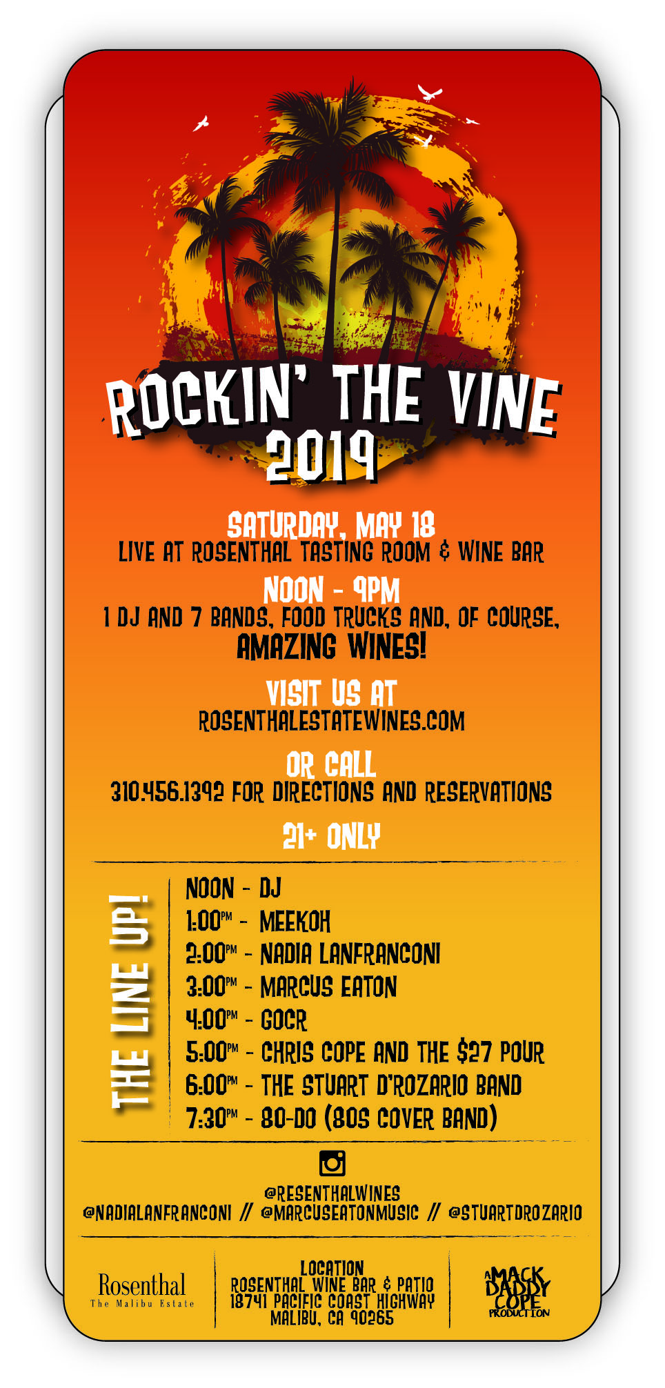 Rockin' The Vine 2019. Saturday, May 18